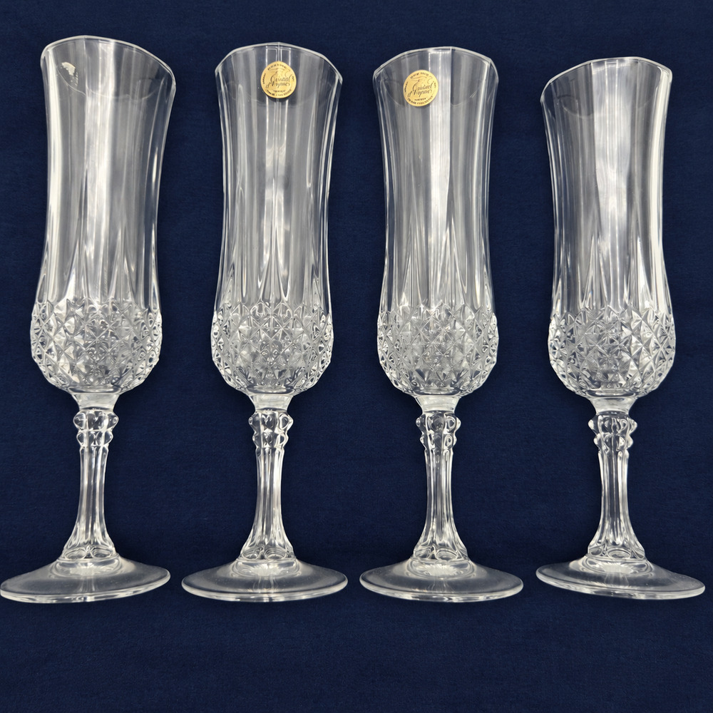 Cristal d’Arques Longchamp 8" Champagne Flutes Lead Crystal Set of 4